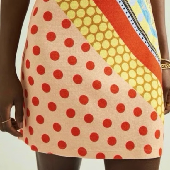 FARM RIO KNIT MINI SKIRT in Orange Motif Anthropologie size Sz med‎ Petite - Picture 2 of 10